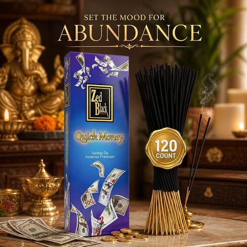 Quick Money Incense Sticks – 120 Count | Prosperity-Themed Aromatic Incense for Meditation & Spiritual Practices | Zed Black in Saudi Arabia