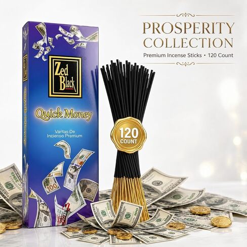 Quick Money Incense Sticks – 120 Count | Prosperity-Themed Aromatic Incense for Meditation & Spiritual Practices | Zed Black in Saudi Arabia