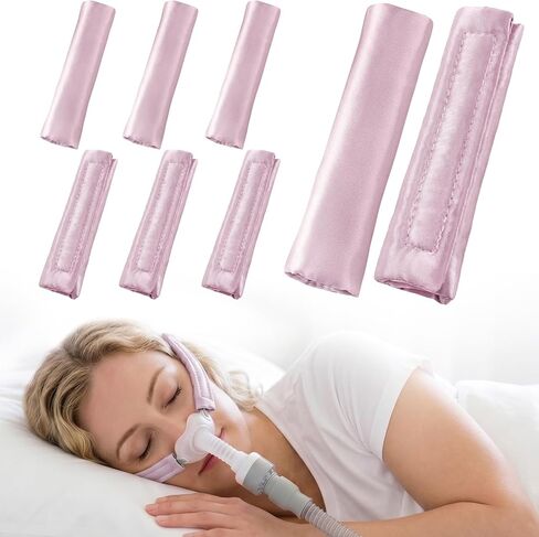 Satin CPAP Mask Strap Covers 8 Pack, Universal Silk CPAP Strap Covers Comfortable CPAP Strap Cushion Pads for Strap Headgear Face Protector, Washable and Reusable for Reducing Red Marks Pink in Kuwait