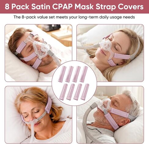 Satin CPAP Mask Strap Covers 8 Pack, Universal Silk CPAP Strap Covers Comfortable CPAP Strap Cushion Pads for Strap Headgear Face Protector, Washable and Reusable for Reducing Red Marks Pink in Kuwait