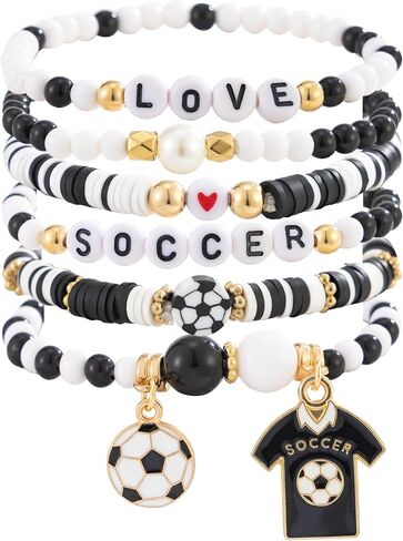 World Soccer Cup Bracelet for Women Stackable Football Boots Charm Beaded Bracelet Sports Mom Game Day Fan Outfits Jewelry Accessories in Saudi Arabia