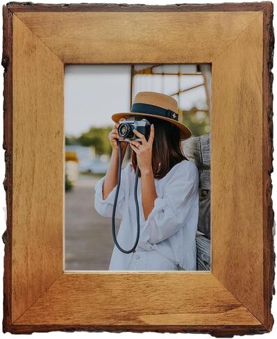 Eosglac 8x10 Live Edge Picture Frames, Rustic Wooden Photo Frame Farmhouse Decor for Tabletop or Wall Display, Natural Brown in Saudi Arabia