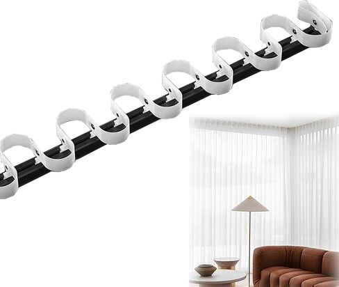 Aluminum Curtain Track System 220cm (7.2FT) - Snap Track with Tape, S Wave Ripple Runners, Ceiling Mounted Traverse System for Smooth Drapery, Black Finish in Saudi Arabia