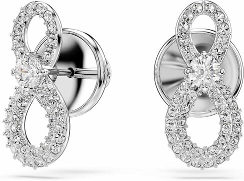 أقراط سواروفسكي Hyperbola، قطع دائري، Pavé، Infinity، بيضاء، مطلية بالروديوم in Kuwait