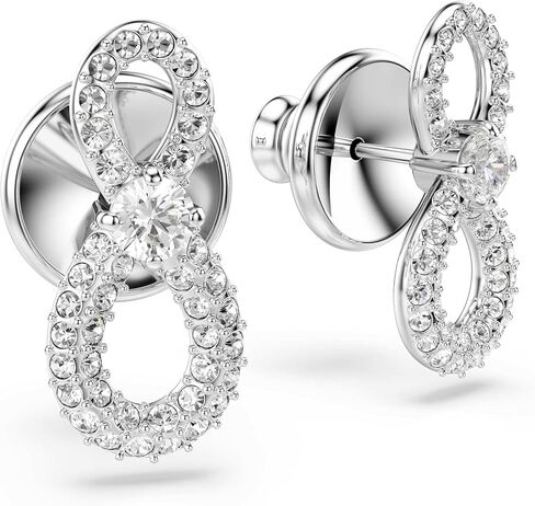 أقراط سواروفسكي Hyperbola، قطع دائري، Pavé، Infinity، بيضاء، مطلية بالروديوم in Kuwait