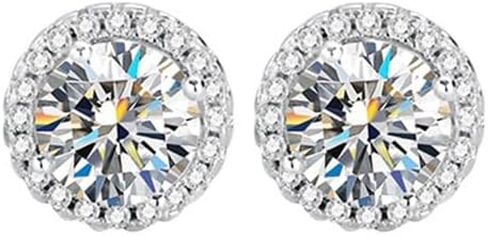 14K Gold 0.3/0.5/1ct VVS1 D-Color Round Brilliant Diamond Stud Earrings for Women Push Back, Ideal Wedding or Anniversary in Kuwait