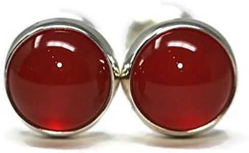 6mm Carnelian Sterling Silver Stud Earrings in Saudi Arabia