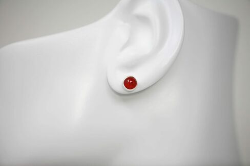 6mm Carnelian Sterling Silver Stud Earrings in Saudi Arabia