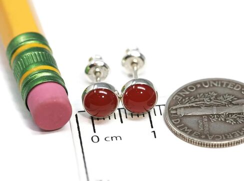 6mm Carnelian Sterling Silver Stud Earrings in Saudi Arabia