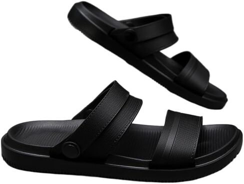 Men's Leather Slide Sandals, Open Toe Back Strap Comfortable Summer Casual Beach Shoes in Saudi Arabia
