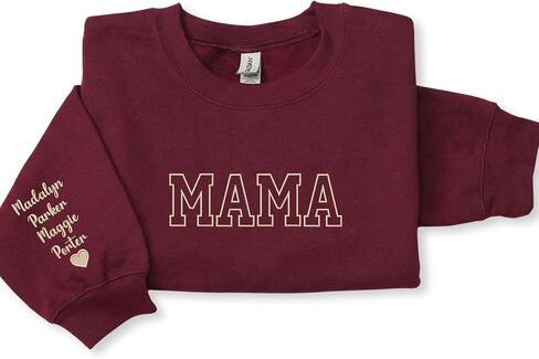 EMBROLY Custom Varsity Mama Sweatshirt with EST Year and Kids Names Sleeve – Gift for Mom Mothers Day New Mom Christmas in Saudi Arabia
