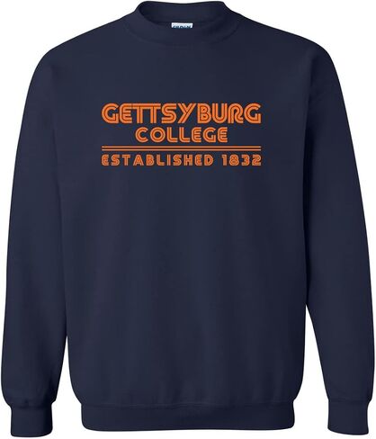 سترة CreateMyTee Gettysburg College Retro Text للجنسين برقبة دائرية - ملابس Gettysburg Bullets in Kuwait