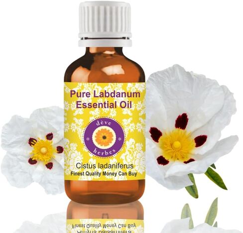 dève herbes Labdanum Essential Oil (Cistus ladaniferus) Pure | Viscous Texture | Rich Aroma | Unisex | All Skin Types | for External Use Only | Natural Extract | Steam Distilled 30ml (1 oz) in Kuwait