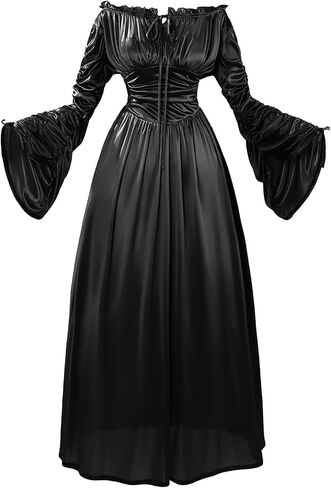 Renaissance Dress Women Drawstring Bell Sleeve Corset Dresses in Saudi Arabia