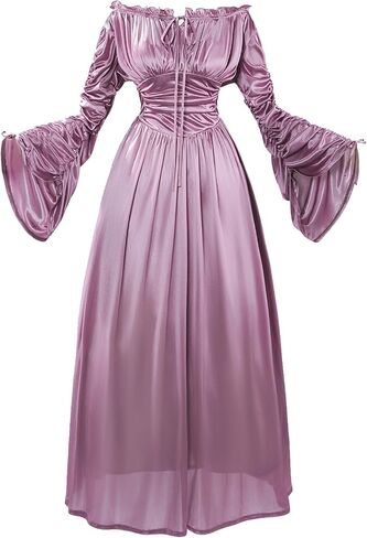 Renaissance Dress Women Drawstring Bell Sleeve Corset Dresses in Saudi Arabia