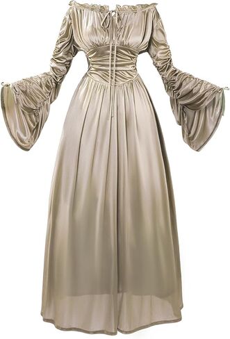 Renaissance Dress Women Drawstring Bell Sleeve Corset Dresses in Saudi Arabia