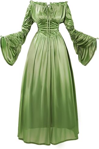 Renaissance Dress Women Drawstring Bell Sleeve Corset Dresses in Saudi Arabia