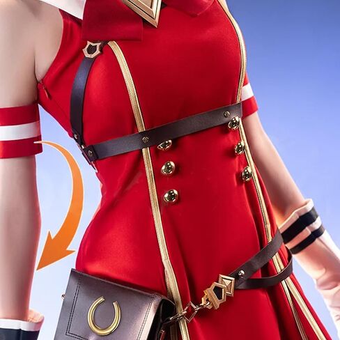 Women Cosplay Red Dress White Trousers Full Set Clothes with Accessories for Anime Game Costumes Halloween Party in Saudi Arabia