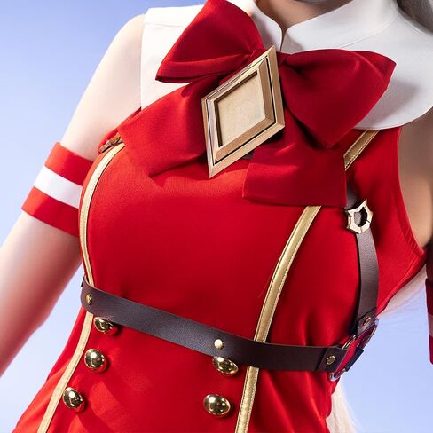 Women Cosplay Red Dress White Trousers Full Set Clothes with Accessories for Anime Game Costumes Halloween Party in Saudi Arabia