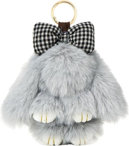 WOZEAH Bow Cute Plush Bunny Keychain, Fluffy Rabbit Bag Charm for Handbags, Backpacks & Keys - Soft Furry Animal Key Ring in Saudi Arabia