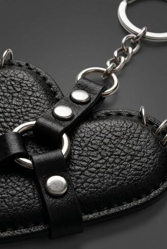 Studded Leather Heart Bag Charm Y2K Gothic Keychain for Women Punk Aesthetic Purse Charm,PU Leather Gothic Accessory in Kuwait
