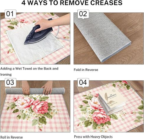 Pink Floral Plaid Runner Rug for Hallway 2x7 ft, Shabby Chic Rose Washable Kitchen Rug, Non Slip Low Pile Rustic Farmhouse Carpet Runners for Hallways Entryway Bedroom Hall Indoor Pb1-66 in Kuwait