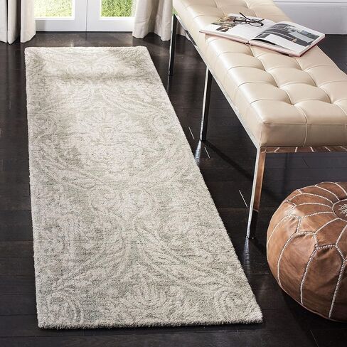 سجادة SAFAVIEH Abstract Collection Runner - 2'3" x 8'، رمادي وعاجي، صوف مصنوع يدويًا، مثالية للمناطق ذات حركة المرور العالية في غرفة المعيشة وغرفة النوم (ABT204A) in Kuwait