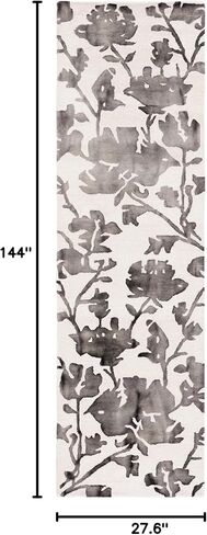 سجادة SAFAVIEH Dip Dye Collection - 2'3" x 12'، عاجي وفحمي، صوف بألوان مائية مزهرة مصنوعة يدويًا، مثالية للمناطق ذات الحركة المرورية العالية في غرفة المعيشة وغرفة النوم (DDY716D) in Kuwait