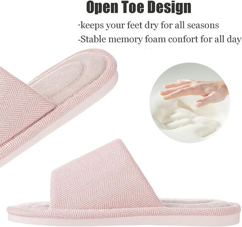 Dokela Womens Open Toe House Slippers Breathable Slip-on Indoor Slippers with Memory Foam Soft Machine Washable Bedroom Home Shoes in Saudi Arabia