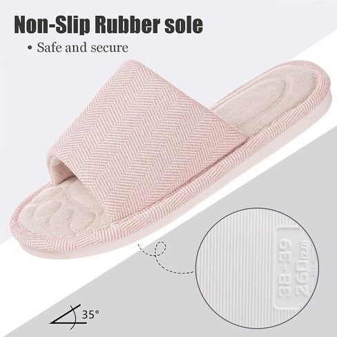 Dokela Womens Open Toe House Slippers Breathable Slip-on Indoor Slippers with Memory Foam Soft Machine Washable Bedroom Home Shoes in Saudi Arabia