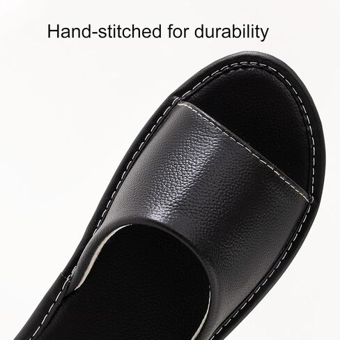 Leather Slide Sandals for Men Women - Top-Grain Cowhide Non-Slip Slippers (Black/Gray/Blue) in Saudi Arabia