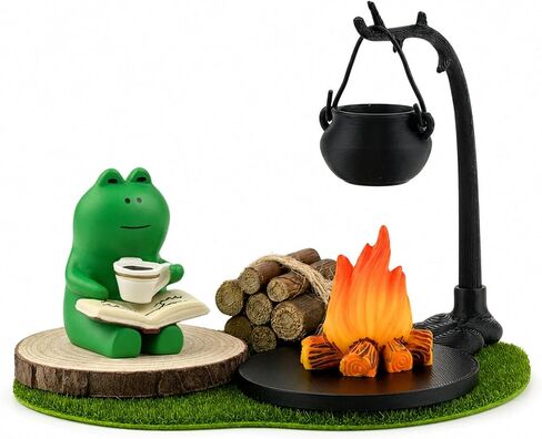 Miniature Frog Figurines Set - Cute Desk Trinkets for Office Shelf Decor - Funny Frog Gifts for Frog Lovers - Whimsical Desk Accessories Bookshelf Decor Camping Scene in Kuwait