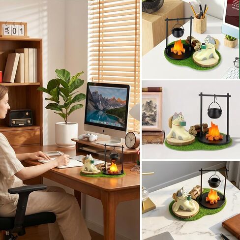 Miniature Frog Figurines Set - Cute Desk Trinkets for Office Shelf Decor - Funny Frog Gifts for Frog Lovers - Whimsical Desk Accessories Bookshelf Decor Camping Scene in Kuwait