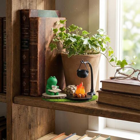 Miniature Frog Figurines Set - Cute Desk Trinkets for Office Shelf Decor - Funny Frog Gifts for Frog Lovers - Whimsical Desk Accessories Bookshelf Decor Camping Scene in Kuwait