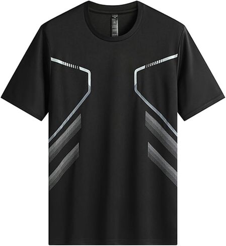 Men's Quick Dry Athletic T-Shirt | Lightweight Breathable Workout Shirt with Geometric Panel Design for Gym, in Kuwait