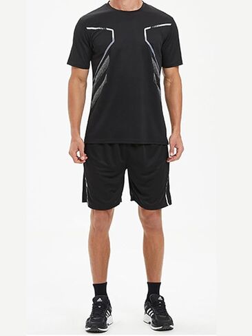 Men's Quick Dry Athletic T-Shirt | Lightweight Breathable Workout Shirt with Geometric Panel Design for Gym, in Kuwait