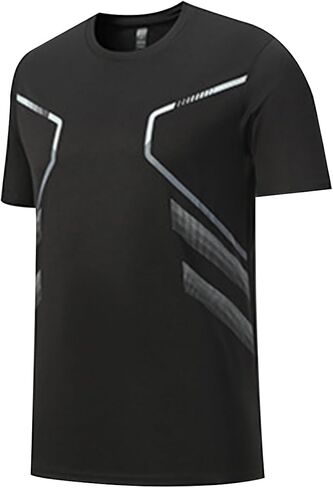 Men's Quick Dry Athletic T-Shirt | Lightweight Breathable Workout Shirt with Geometric Panel Design for Gym, in Kuwait