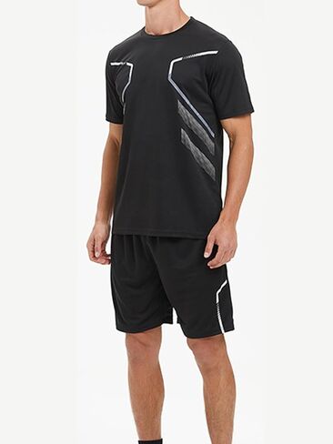Men's Quick Dry Athletic T-Shirt | Lightweight Breathable Workout Shirt with Geometric Panel Design for Gym, in Kuwait