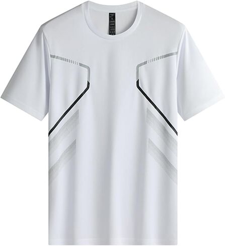 Men's Quick Dry Athletic T-Shirt | Lightweight Breathable Workout Shirt with Geometric Panel Design for Gym, in Kuwait