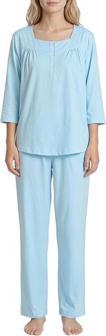 Women's Petite Cotton Pajama Set 3/4 Sleeve Petite Size Pjs in Saudi Arabia