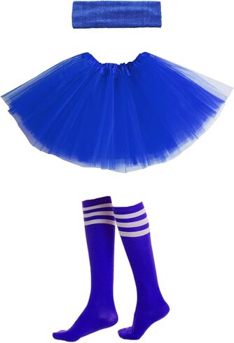 3 Sets Women Tutu Skirt 1980s Costume Accessories 5 Layered Colored Tutus Dress for Women Halloween Party (Tutu with Matching heaband and Socks) in Saudi Arabia