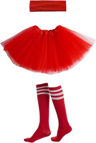 3 Sets Women Tutu Skirt 1980s Costume Accessories 5 Layered Colored Tutus Dress for Women Halloween Party (Tutu with Matching heaband and Socks) in Saudi Arabia