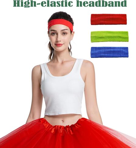 3 Sets Women Tutu Skirt 1980s Costume Accessories 5 Layered Colored Tutus Dress for Women Halloween Party (Tutu with Matching heaband and Socks) in Saudi Arabia