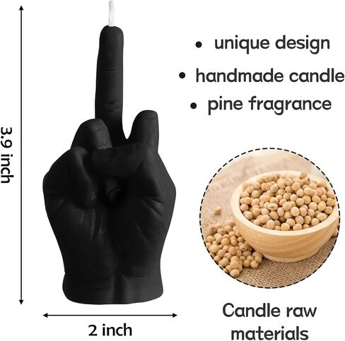 6sisc Middle Finger Scented Candle Black Danish Pastel Room Decor Aesthetic Pine Fragrance Natural Vegan Soy Wax Aromatherapy Candles Hand Gesture Candle for Home Bedroom Decoration Birthday Gift in Saudi Arabia