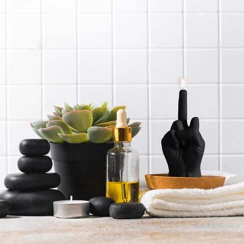 6sisc Middle Finger Scented Candle Black Danish Pastel Room Decor Aesthetic Pine Fragrance Natural Vegan Soy Wax Aromatherapy Candles Hand Gesture Candle for Home Bedroom Decoration Birthday Gift in Saudi Arabia