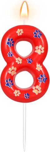 AKURIEEY Dog and Cat Paw Birthday Candles Red Blue and Yellow Numbers 4 Candle Cake Topper Cupcake Decorations for Pet Theme Party Decor Anniversary Celebrations Supplies in Saudi Arabia