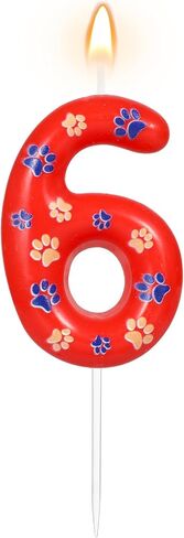 AKURIEEY Dog and Cat Paw Birthday Candles Red Blue and Yellow Numbers 4 Candle Cake Topper Cupcake Decorations for Pet Theme Party Decor Anniversary Celebrations Supplies in Saudi Arabia
