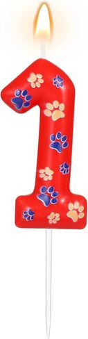 AKURIEEY Dog and Cat Paw Birthday Candles Red Blue and Yellow Numbers 4 Candle Cake Topper Cupcake Decorations for Pet Theme Party Decor Anniversary Celebrations Supplies in Saudi Arabia