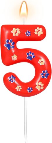 AKURIEEY Dog and Cat Paw Birthday Candles Red Blue and Yellow Numbers 4 Candle Cake Topper Cupcake Decorations for Pet Theme Party Decor Anniversary Celebrations Supplies in Saudi Arabia