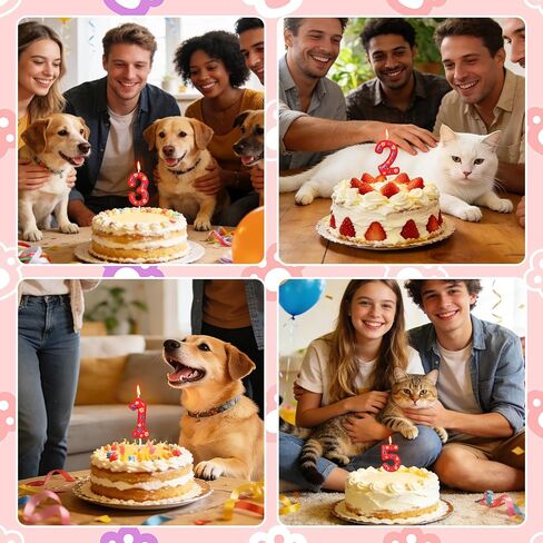 AKURIEEY Dog and Cat Paw Birthday Candles Red Blue and Yellow Numbers 4 Candle Cake Topper Cupcake Decorations for Pet Theme Party Decor Anniversary Celebrations Supplies in Saudi Arabia